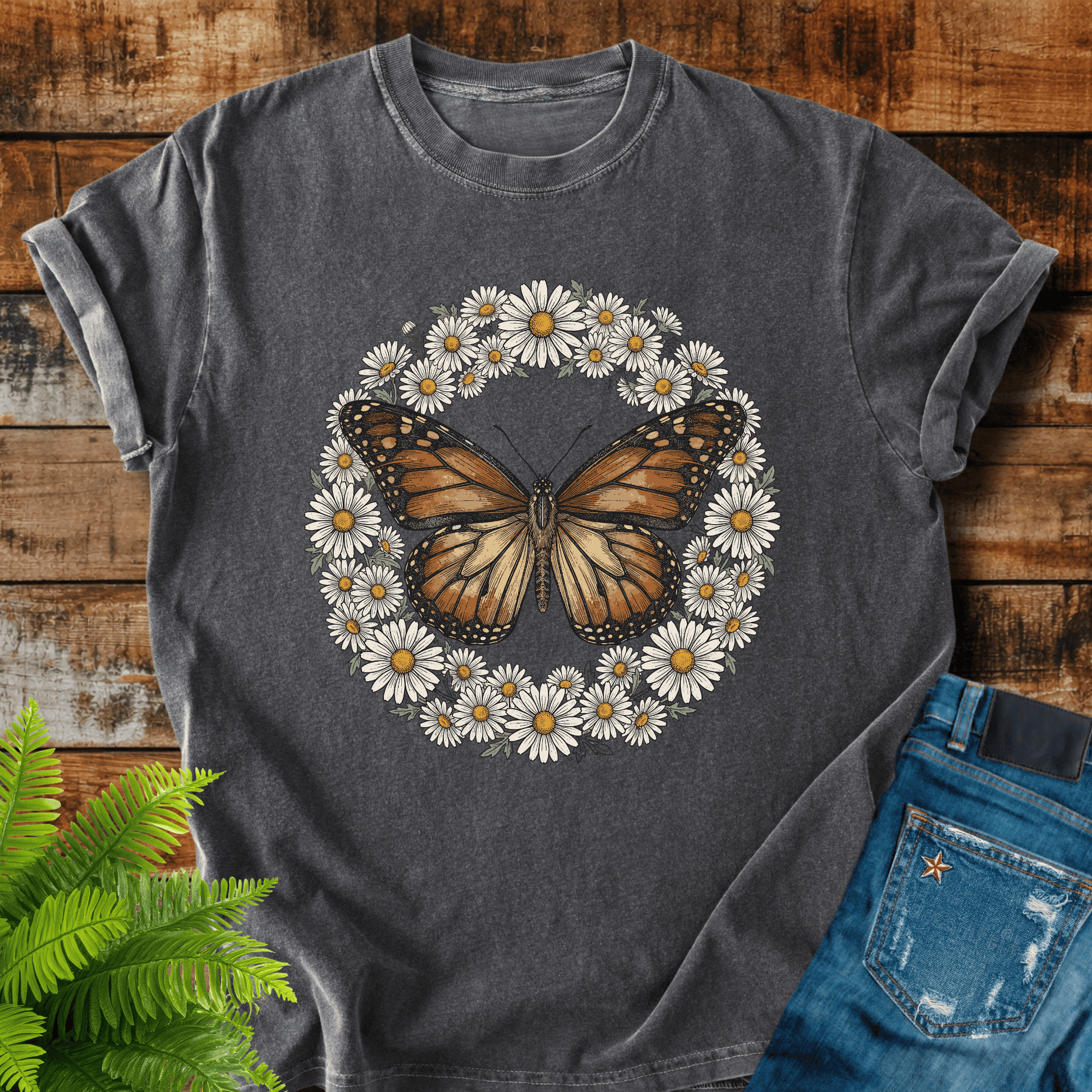 Butterfly Daisy Wreath T-shirt