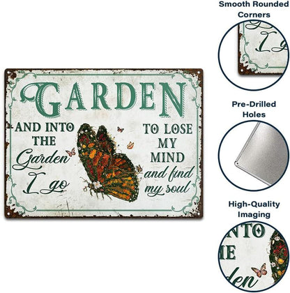 Butterfly Garden Metal Sign