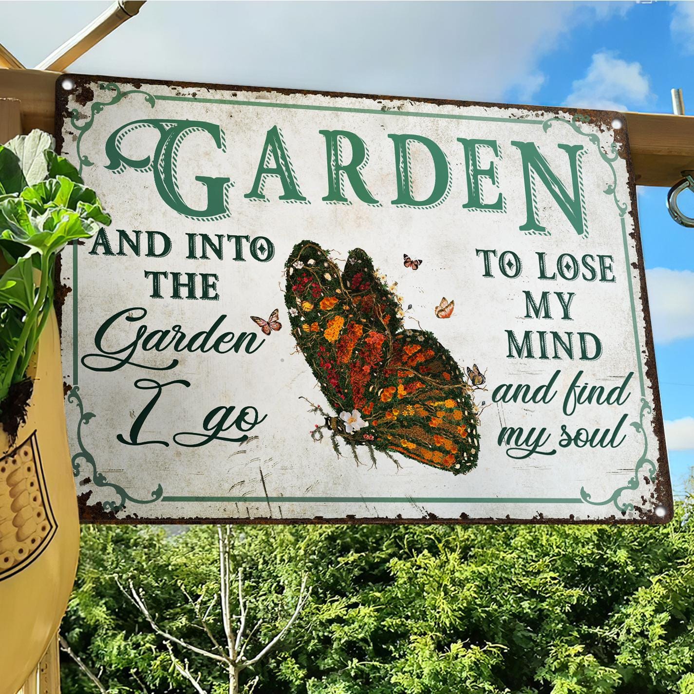 Butterfly Garden Metal Sign
