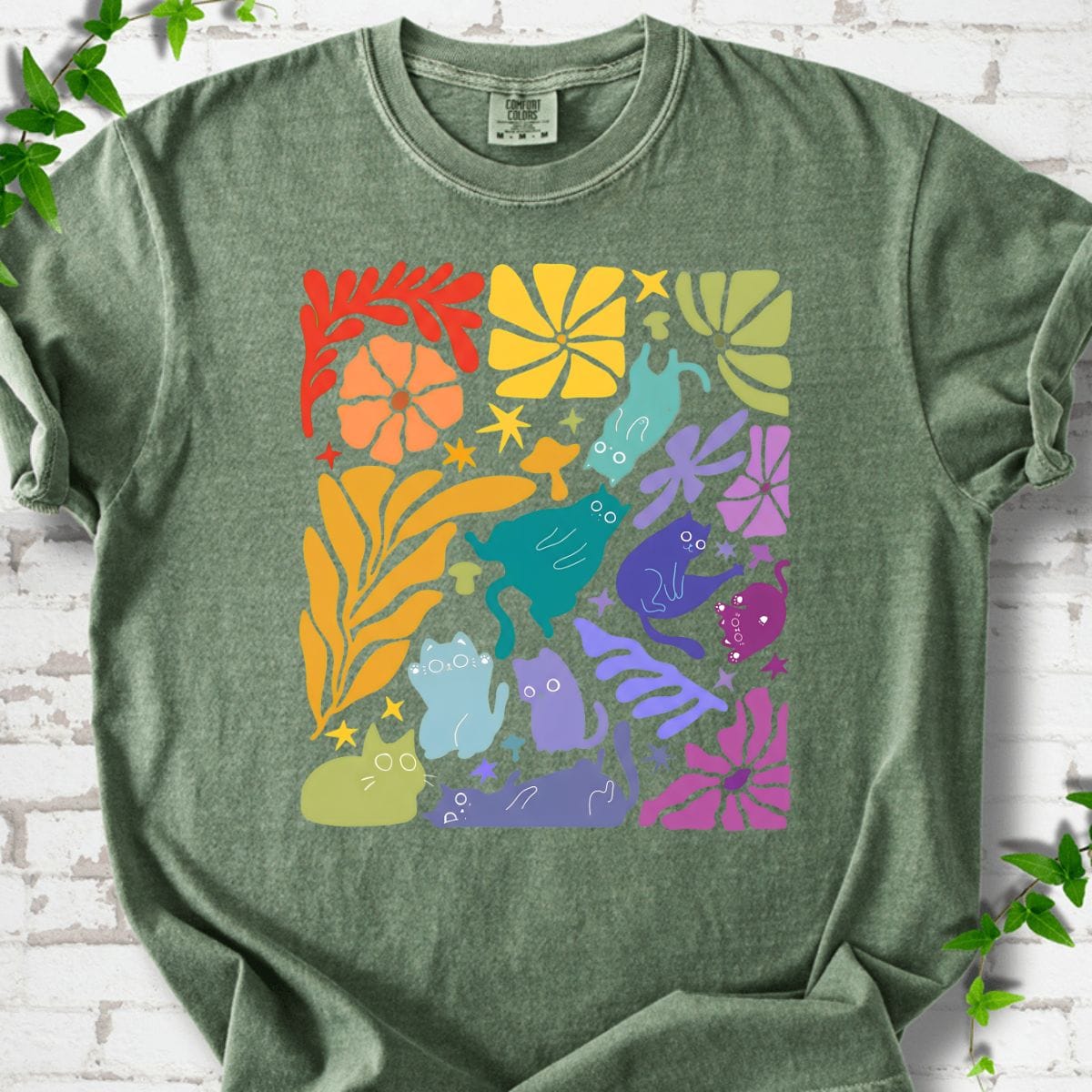 Cat and Wildflowers T-Shirt