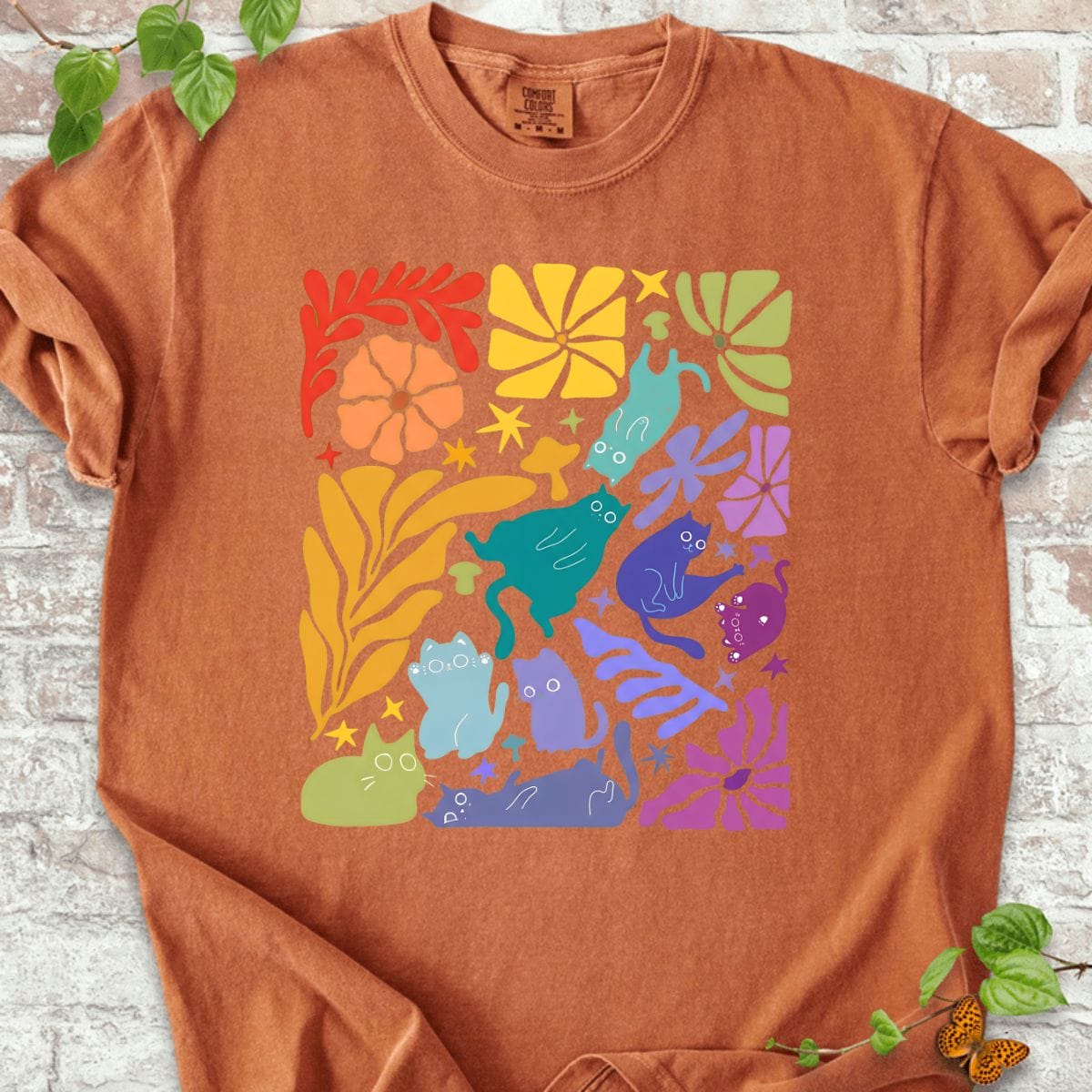 Cat and Wildflowers T-Shirt