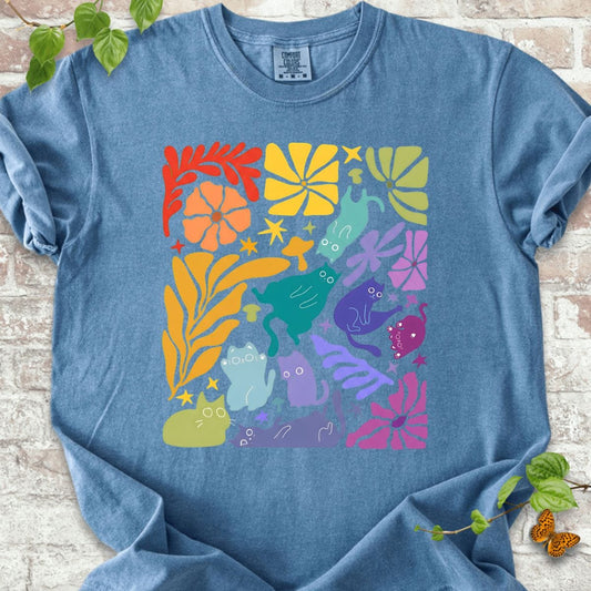 Cat and Wildflowers T-Shirt