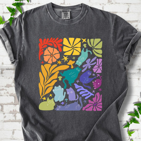 Cat and Wildflowers T-Shirt