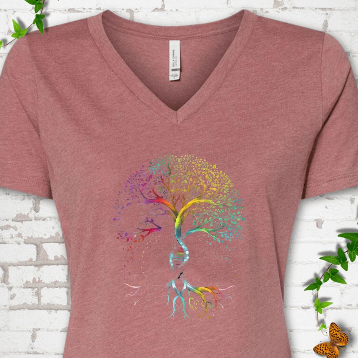 Colorful Tree of Life V-Neck T-Shirt