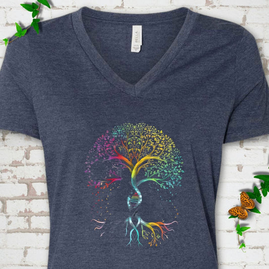 Colorful Tree of Life V-Neck T-Shirt