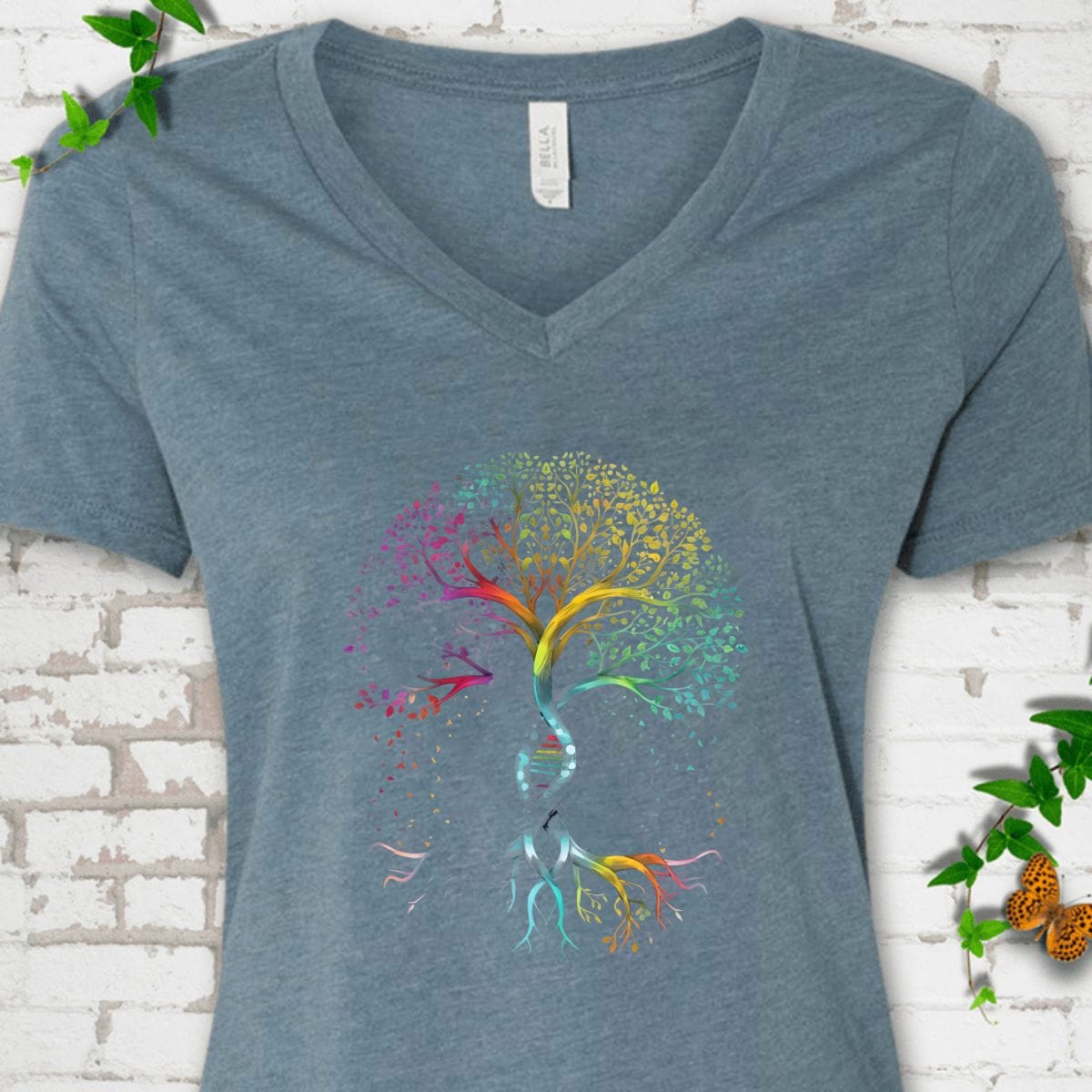 Colorful Tree of Life V-Neck T-Shirt