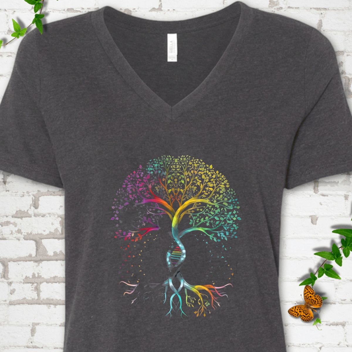 Colorful Tree of Life V-Neck T-Shirt