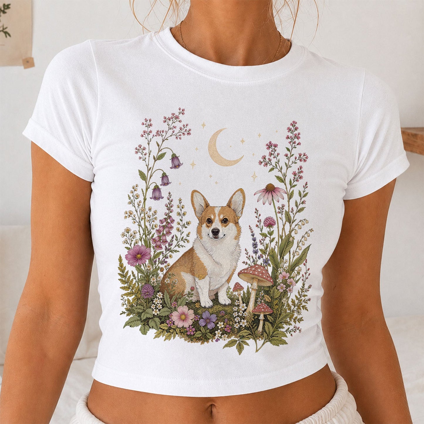 Corgi’s Secret Garden Cropped T-Shirt