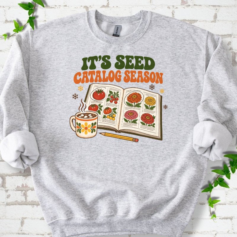 Cozy 1970s Seed Catalog Season Sweatshirt in Ash – PlotlyGarden