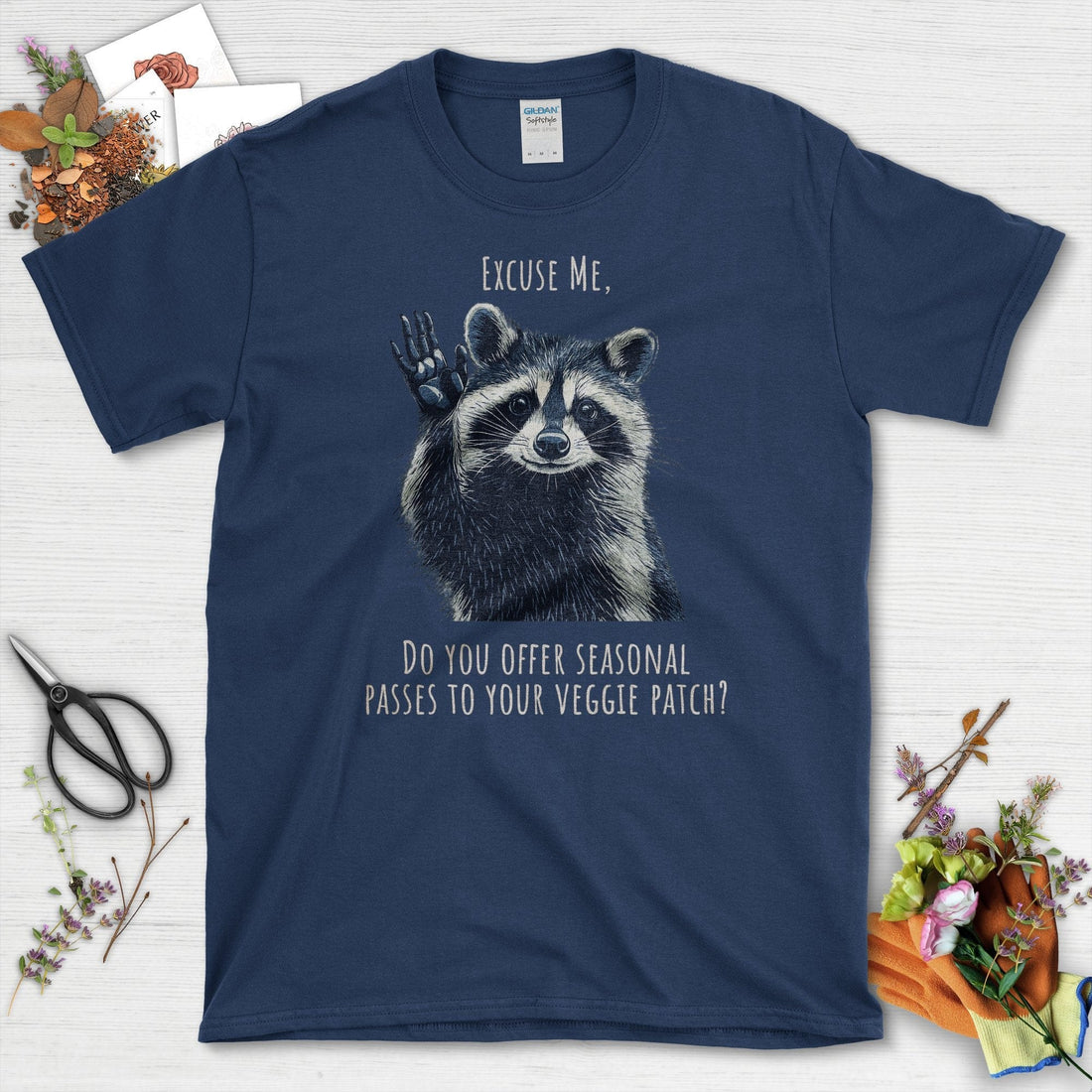 Cute Raccoon Veggie Patch T-Shirt