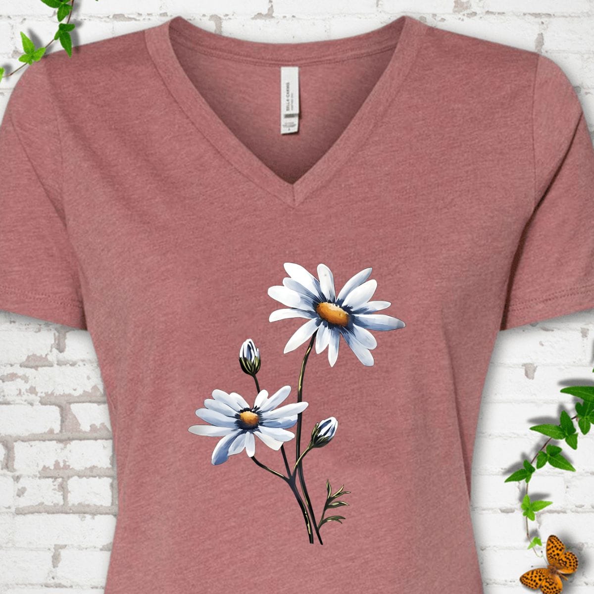 Daisy Flower V-Neck T-Shirt
