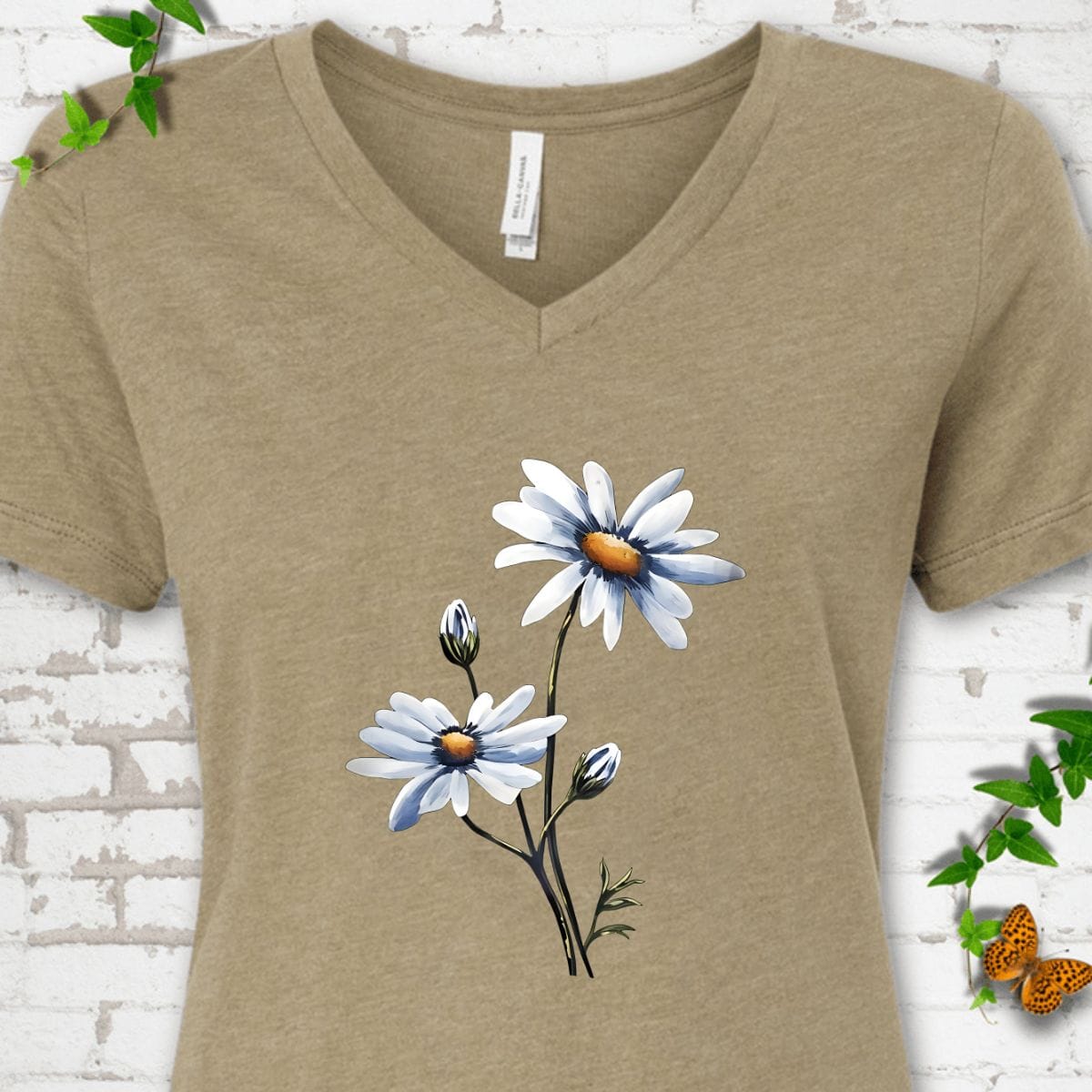 Daisy Flower V-Neck T-Shirt