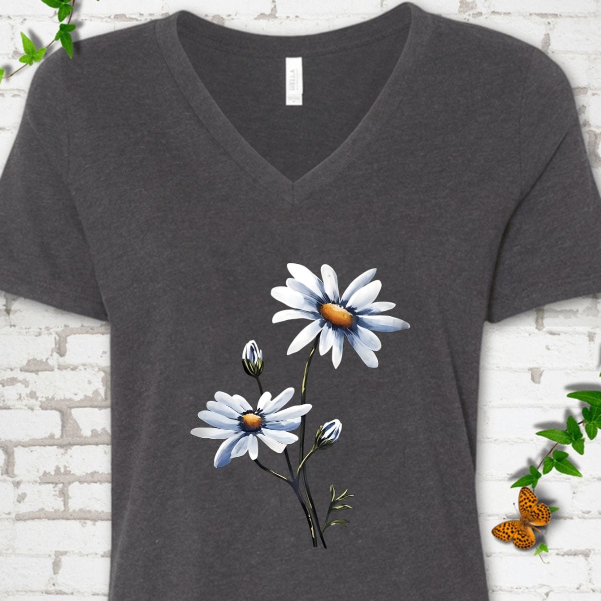 Daisy Flower V-Neck T-Shirt