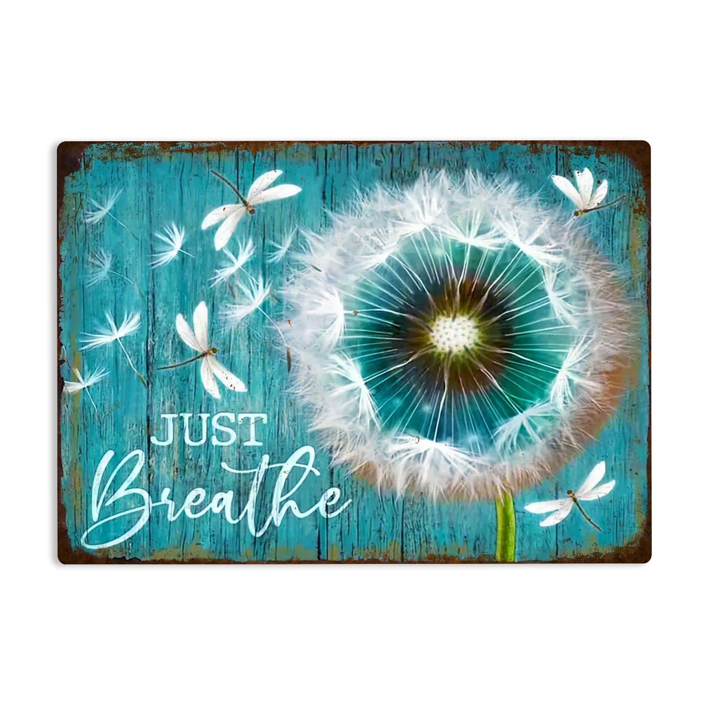 Dandelion & Dragonfly Metal Sign