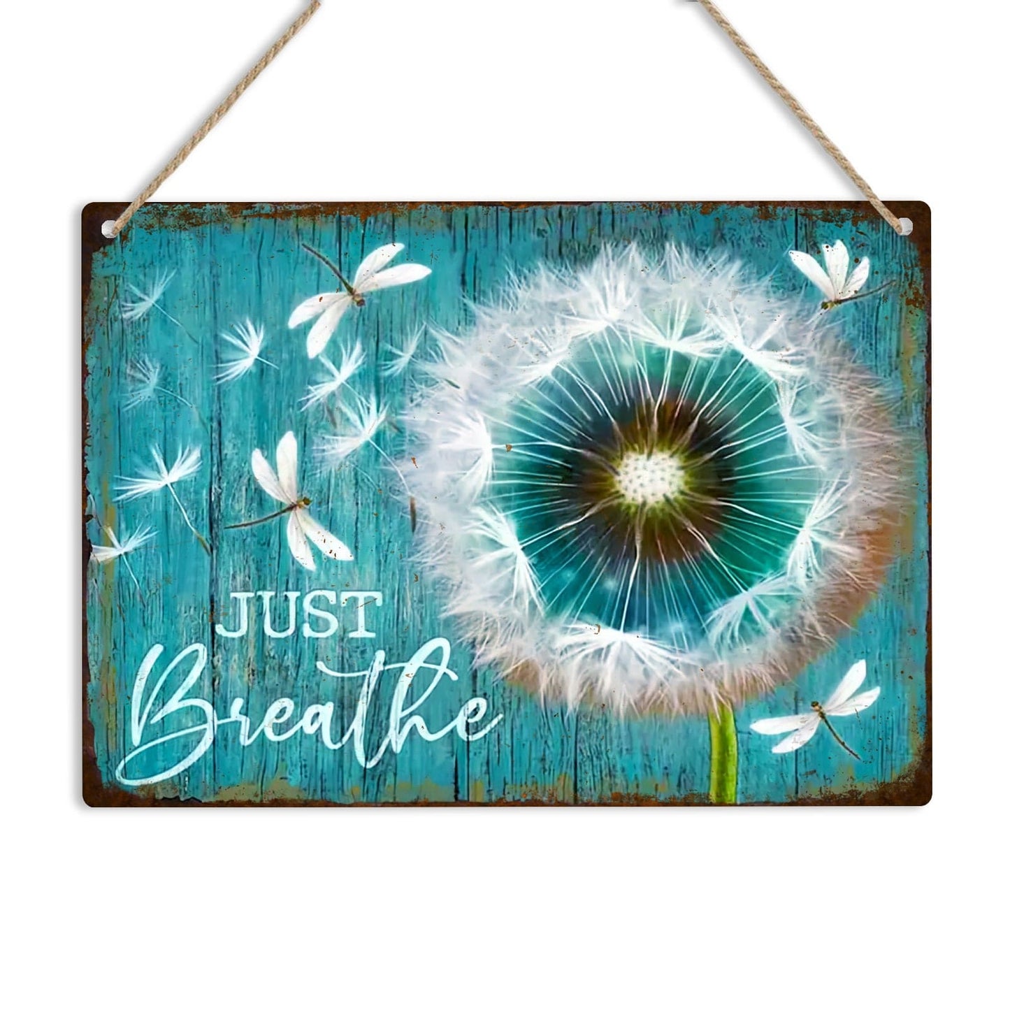 Dandelion & Dragonfly Metal Sign