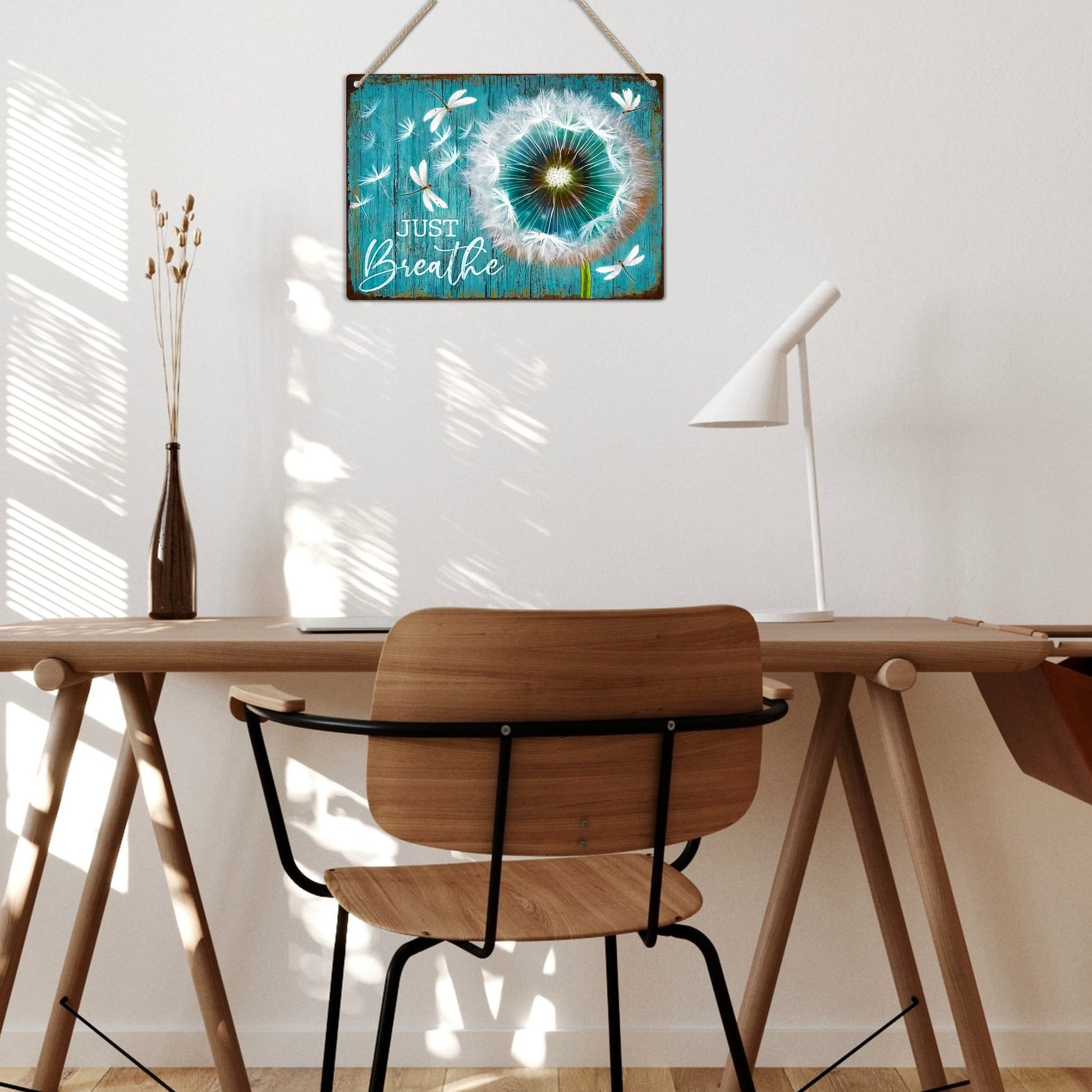 Dandelion & Dragonfly Metal Sign