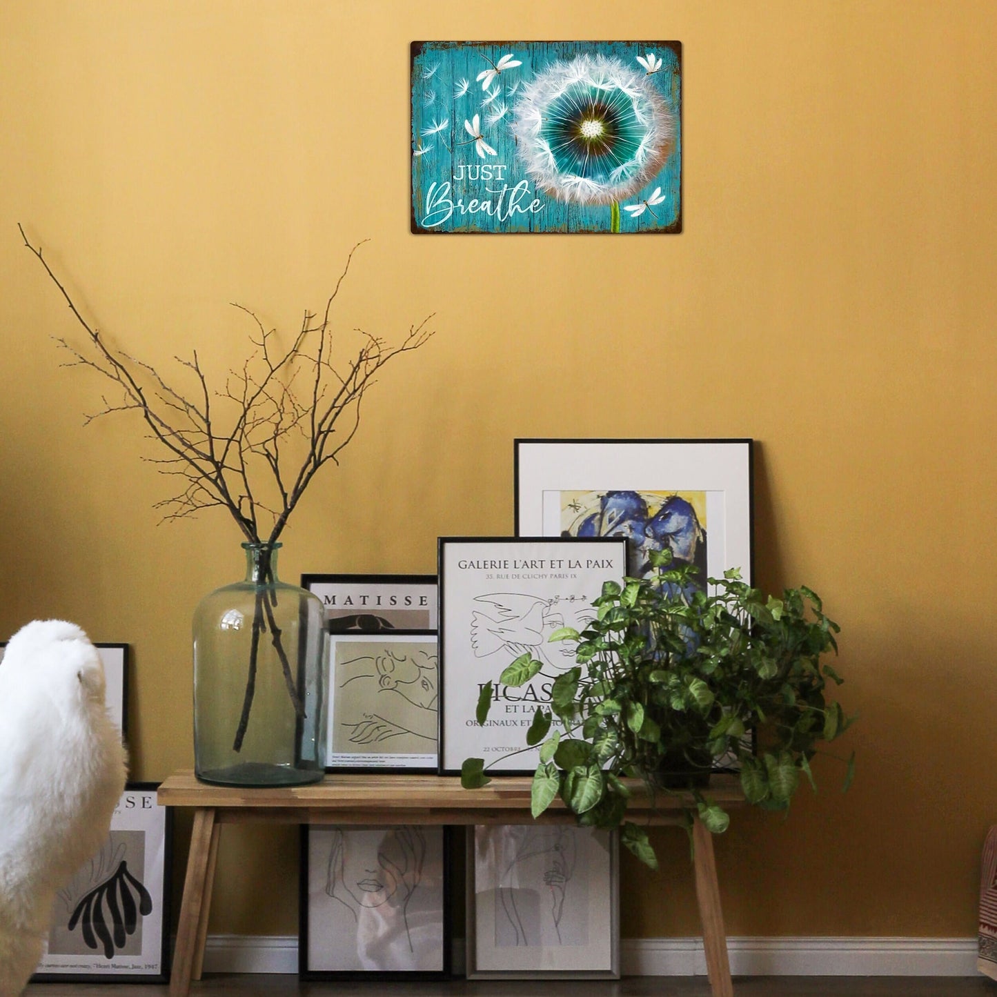 Dandelion & Dragonfly Metal Sign