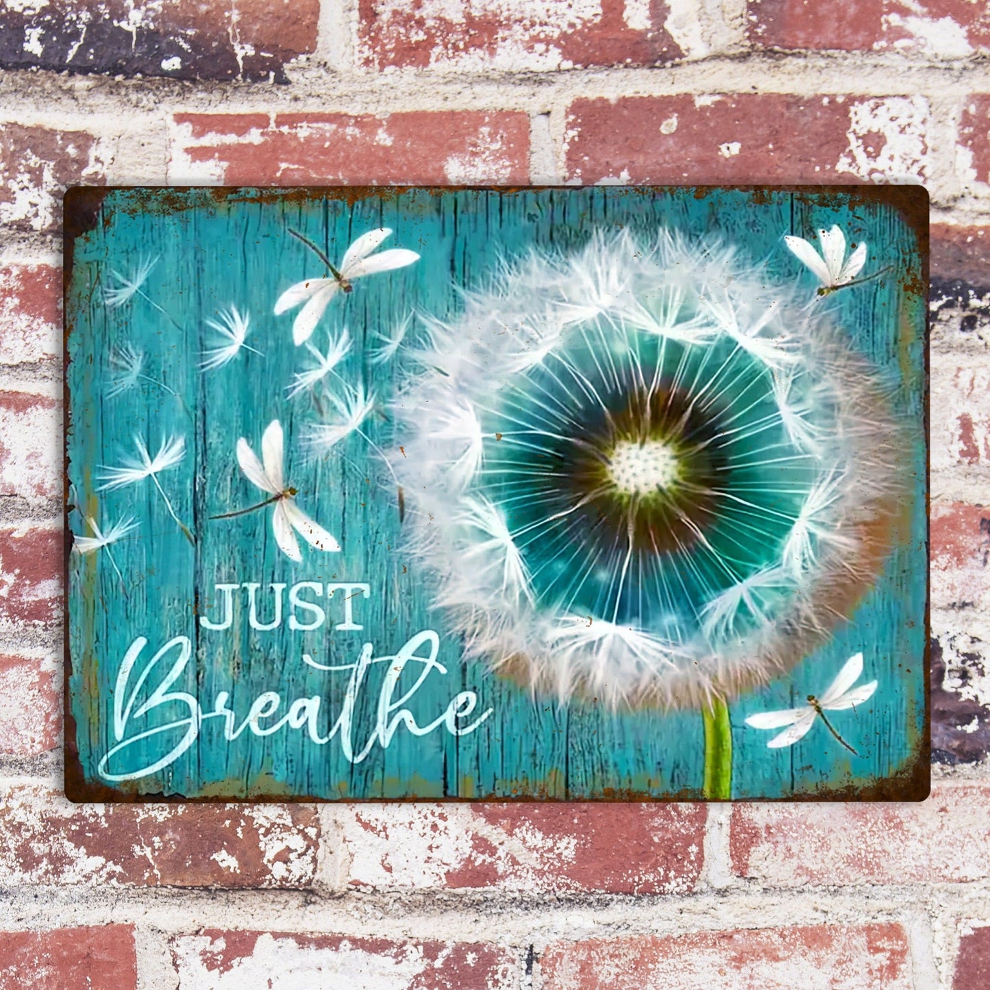 Dandelion & Dragonfly Metal Sign