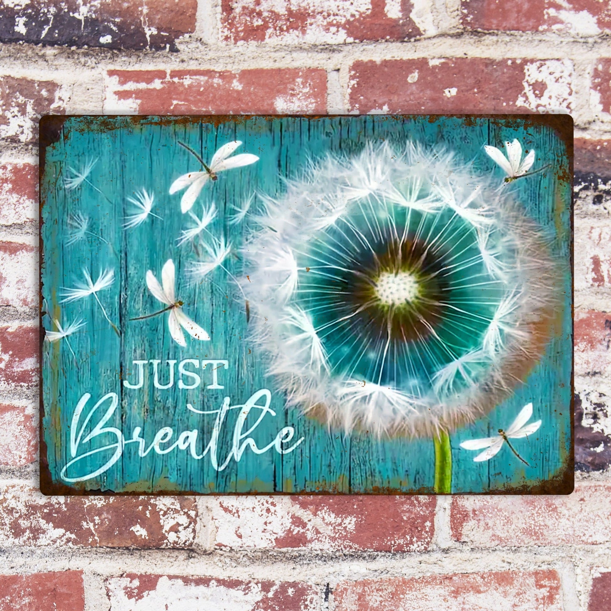 Dandelion & Dragonfly Metal Sign