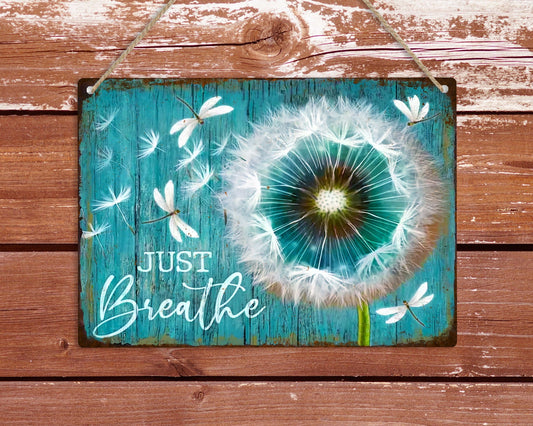 Dandelion & Dragonfly Metal Sign