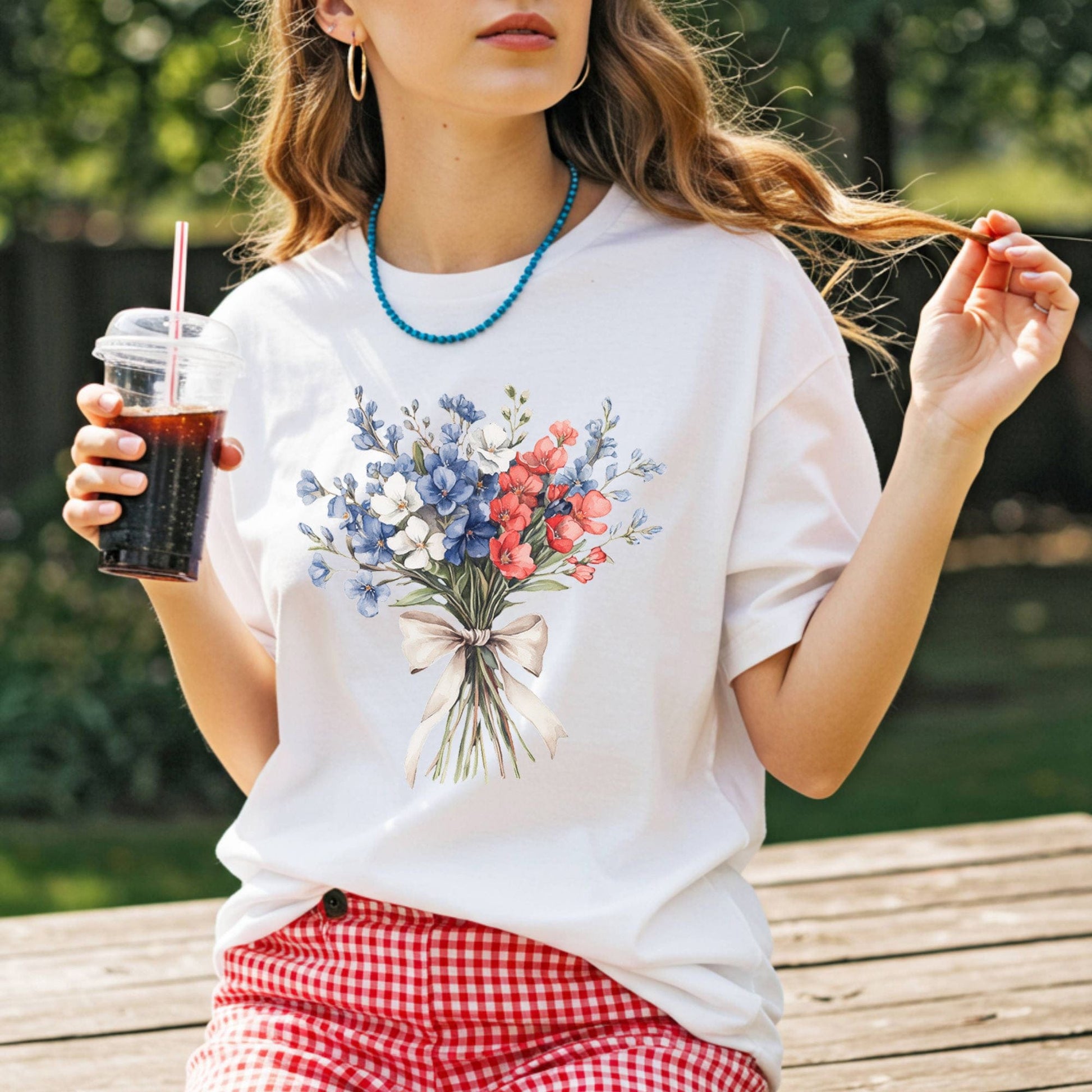 Delicate Patriotic Bouquet with Ribbon T-Shirt