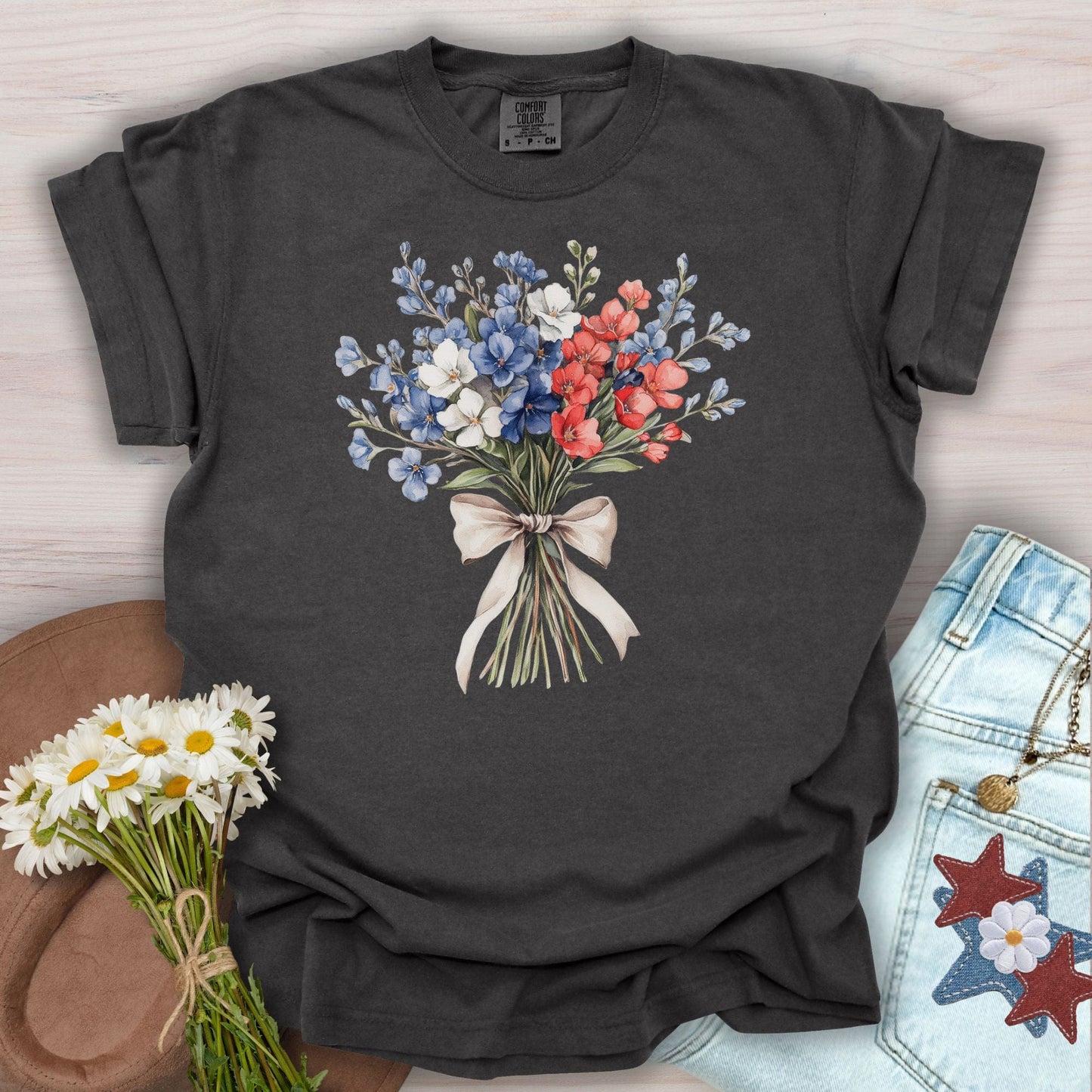 Delicate Patriotic Bouquet with Ribbon T-Shirt
