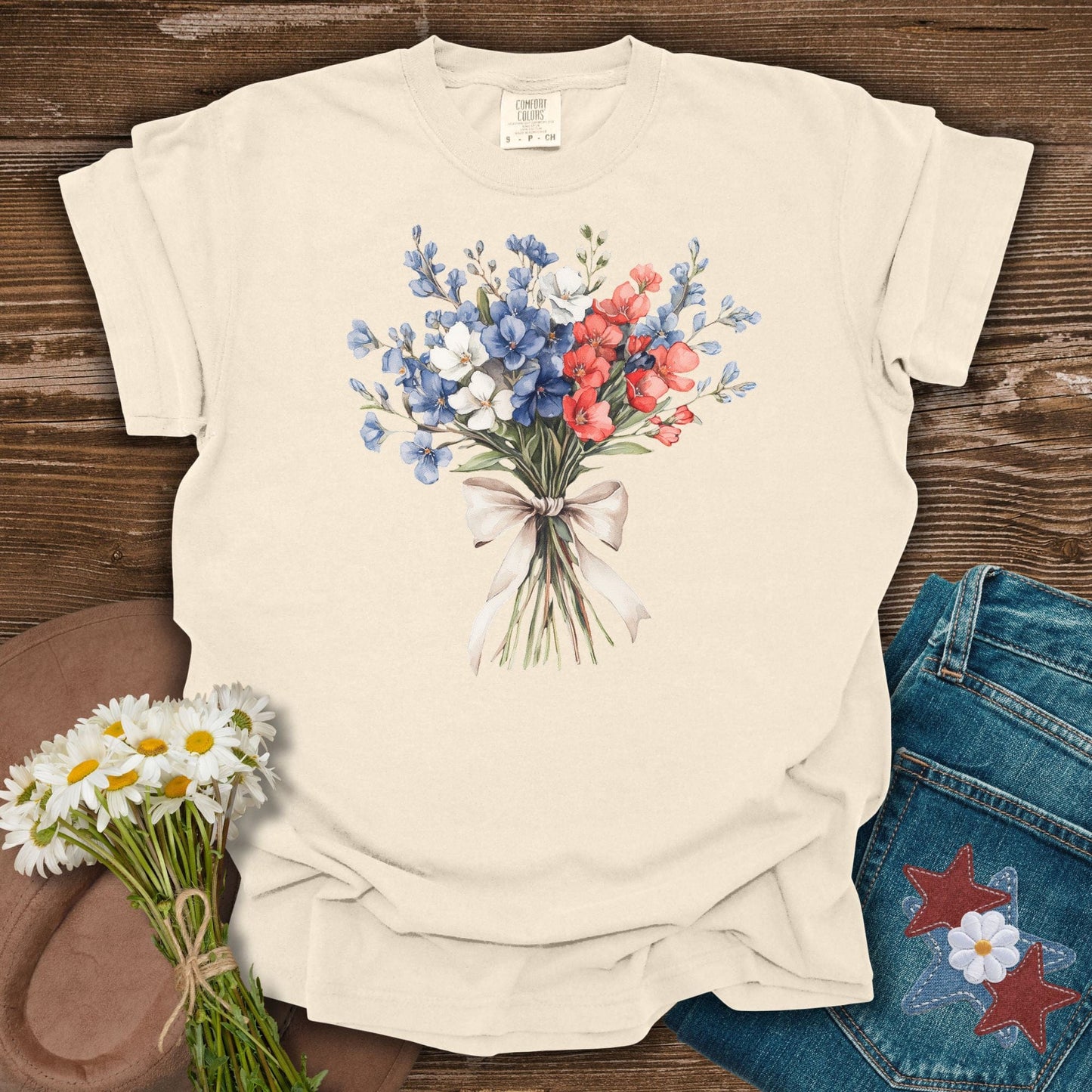 Delicate Patriotic Bouquet with Ribbon T-Shirt