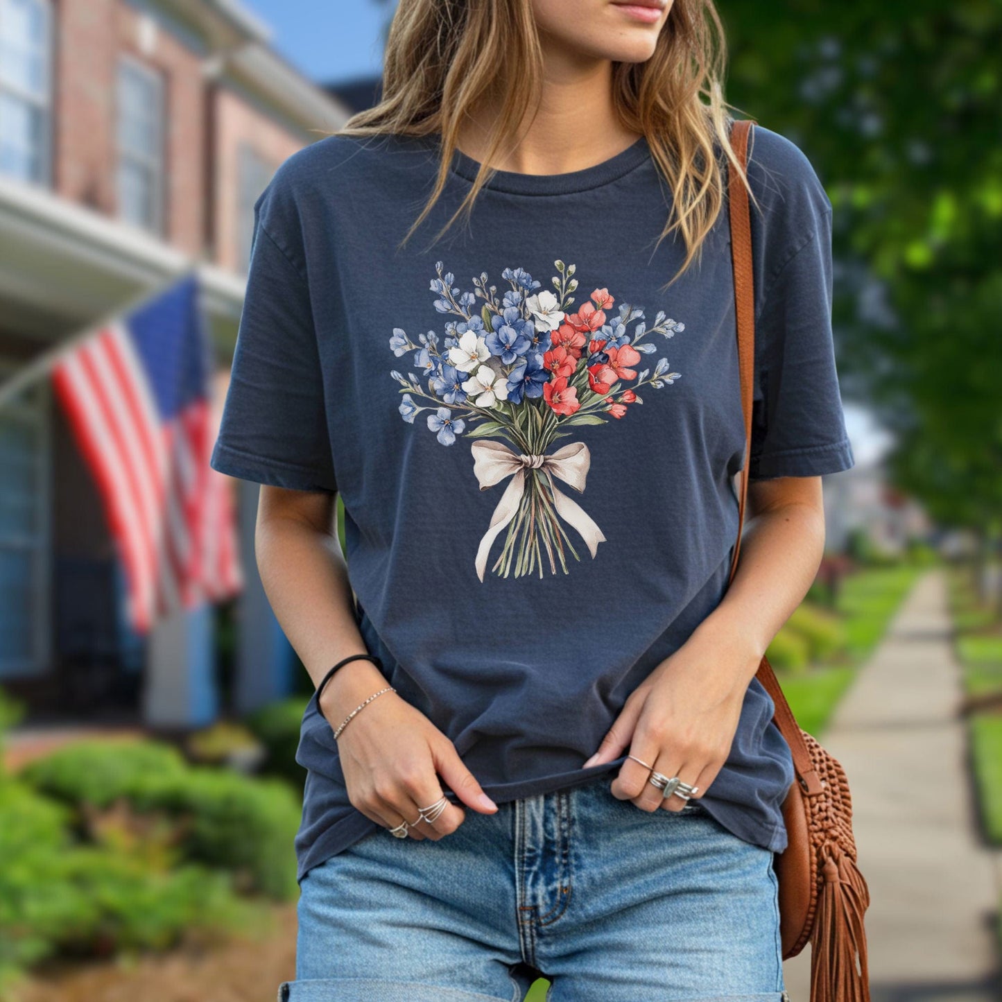 Delicate Patriotic Bouquet with Ribbon T-Shirt