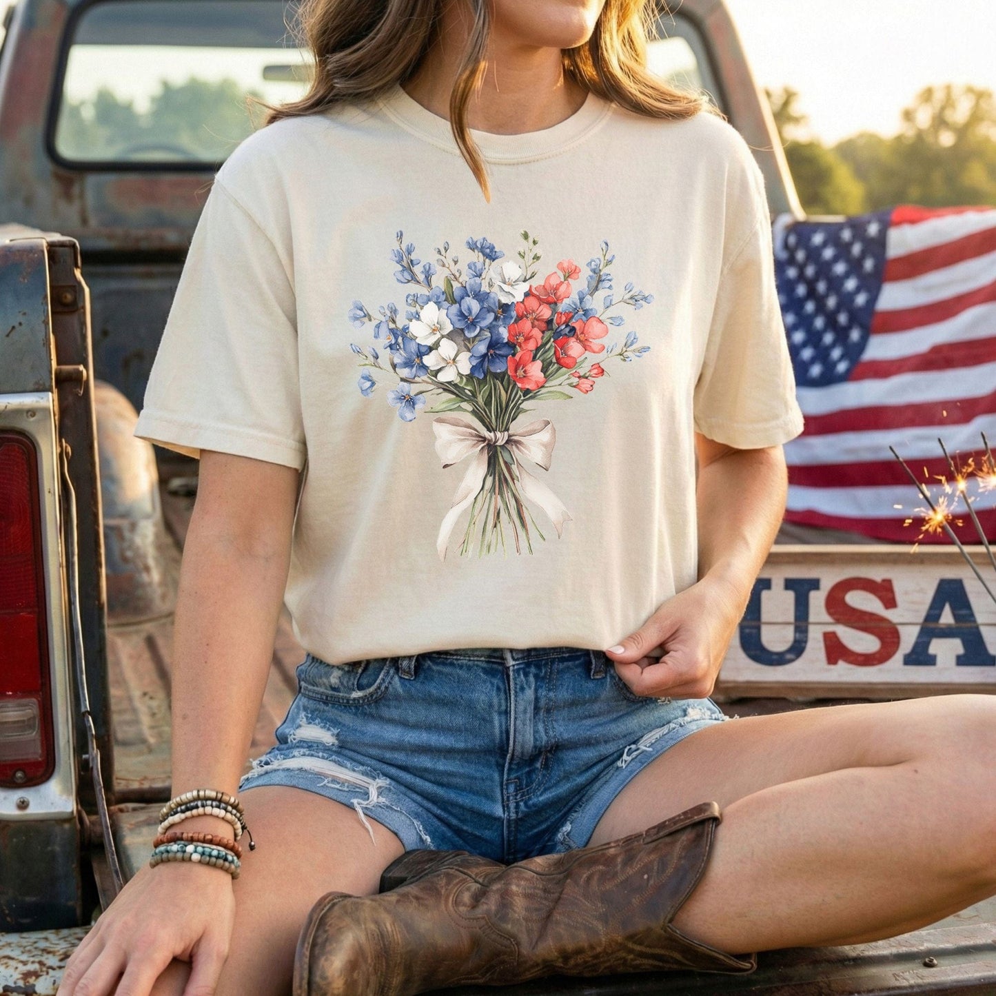 Delicate Patriotic Bouquet with Ribbon T-Shirt