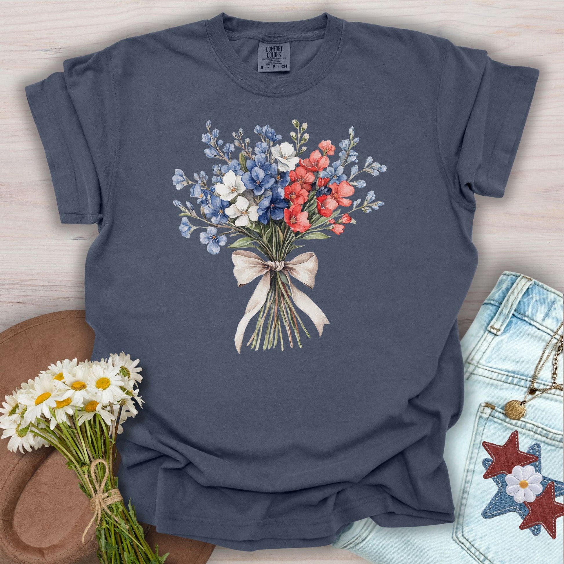 Delicate Patriotic Bouquet with Ribbon T-Shirt