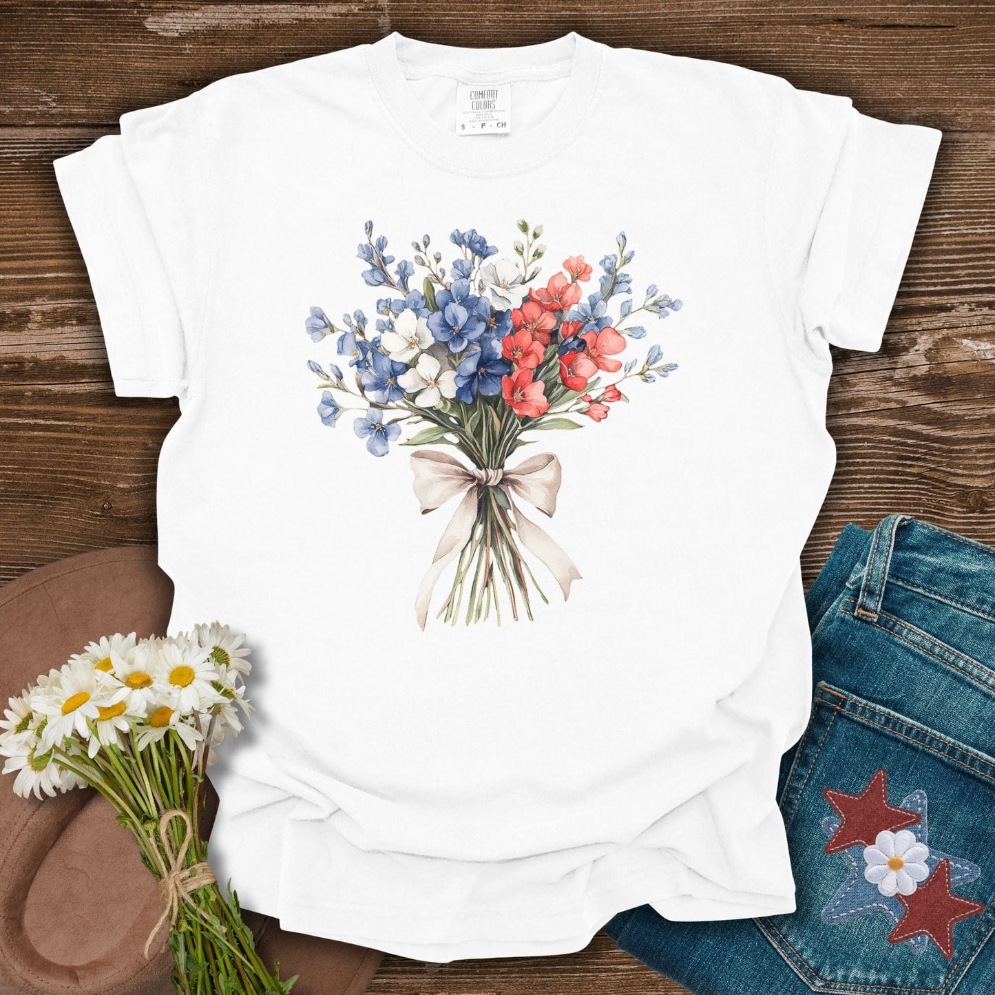 Delicate Patriotic Bouquet with Ribbon T-Shirt