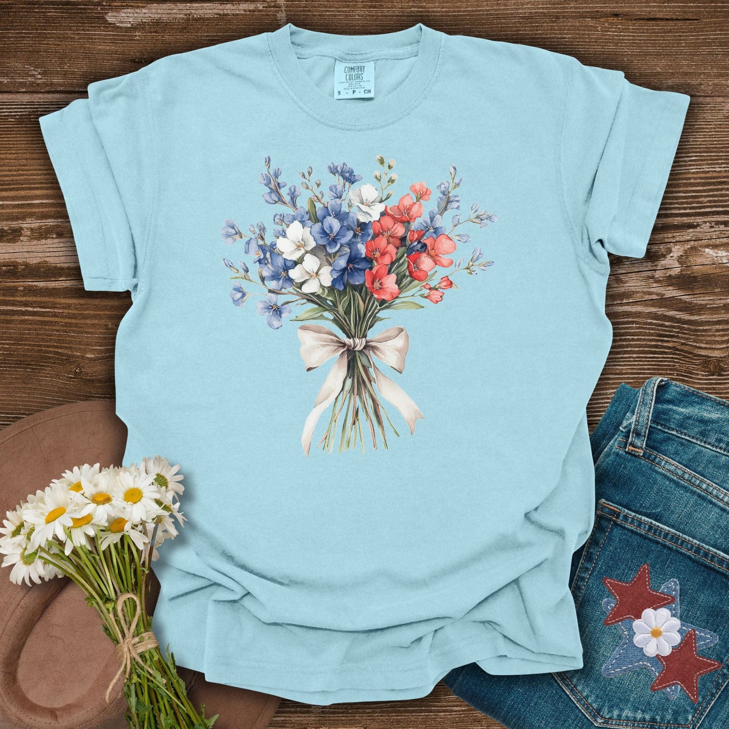 Delicate Patriotic Bouquet with Ribbon T-Shirt