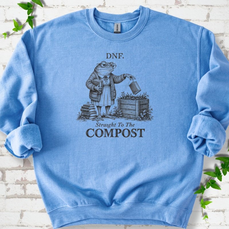 Dnf Frog Books Straight To Compost Sweatshirt in Carolina Blue – PlotlyGarden