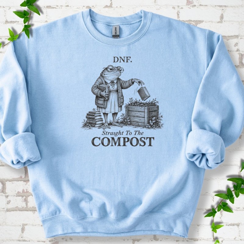 Dnf Frog Books Straight To Compost Sweatshirt in Light Blue – PlotlyGarden