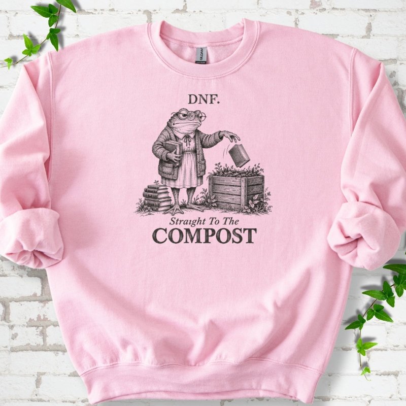 Dnf Frog Books Straight To Compost Sweatshirt in Light Pink – PlotlyGarden
