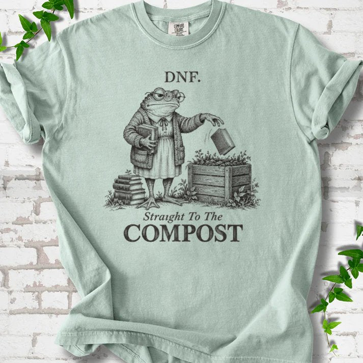 Dnf Frog Books Straight To Compost T-Shirt in Bay – PlotlyGarden