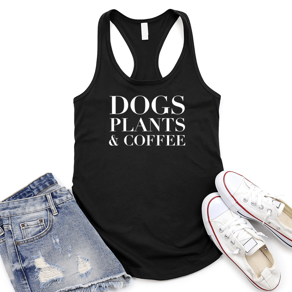 Dogs Plants And Coffee Women's Racerback Tank Top
