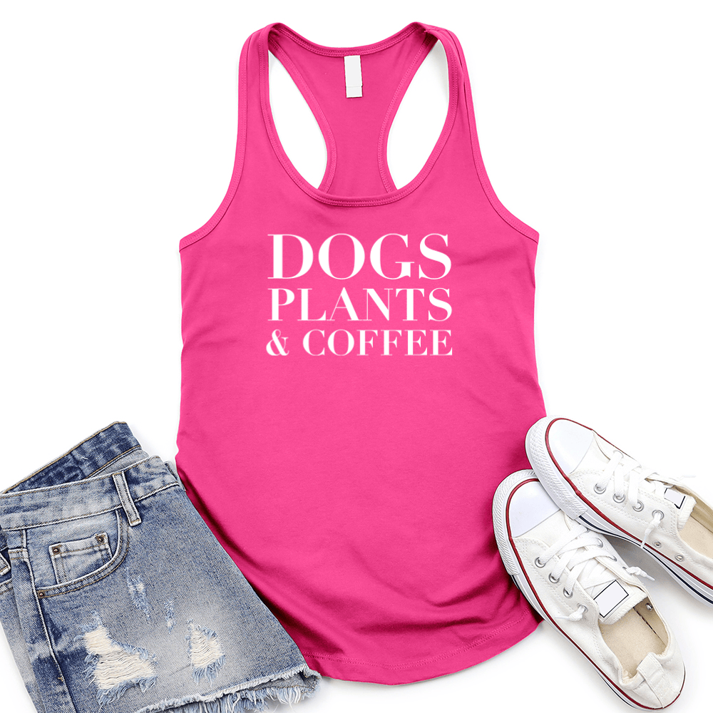 Dogs Plants And Coffee Women's Racerback Tank Top