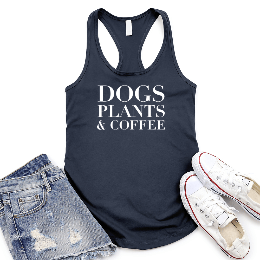 Dogs Plants And Coffee Women's Racerback Tank Top