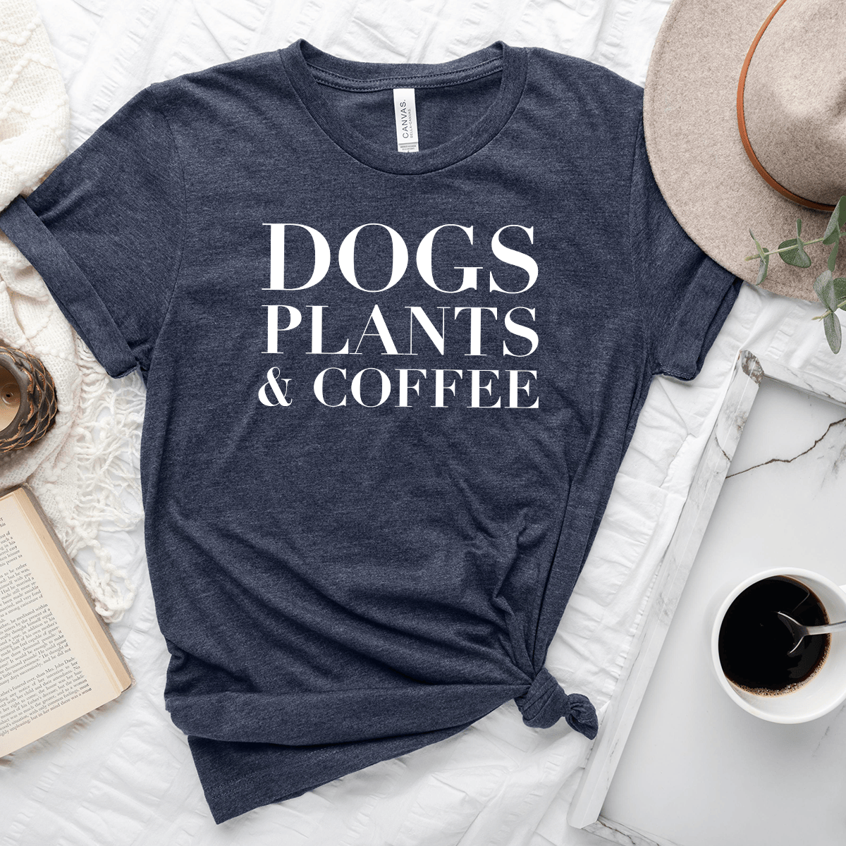 Dogs Plants & Coffee Unisex Tee