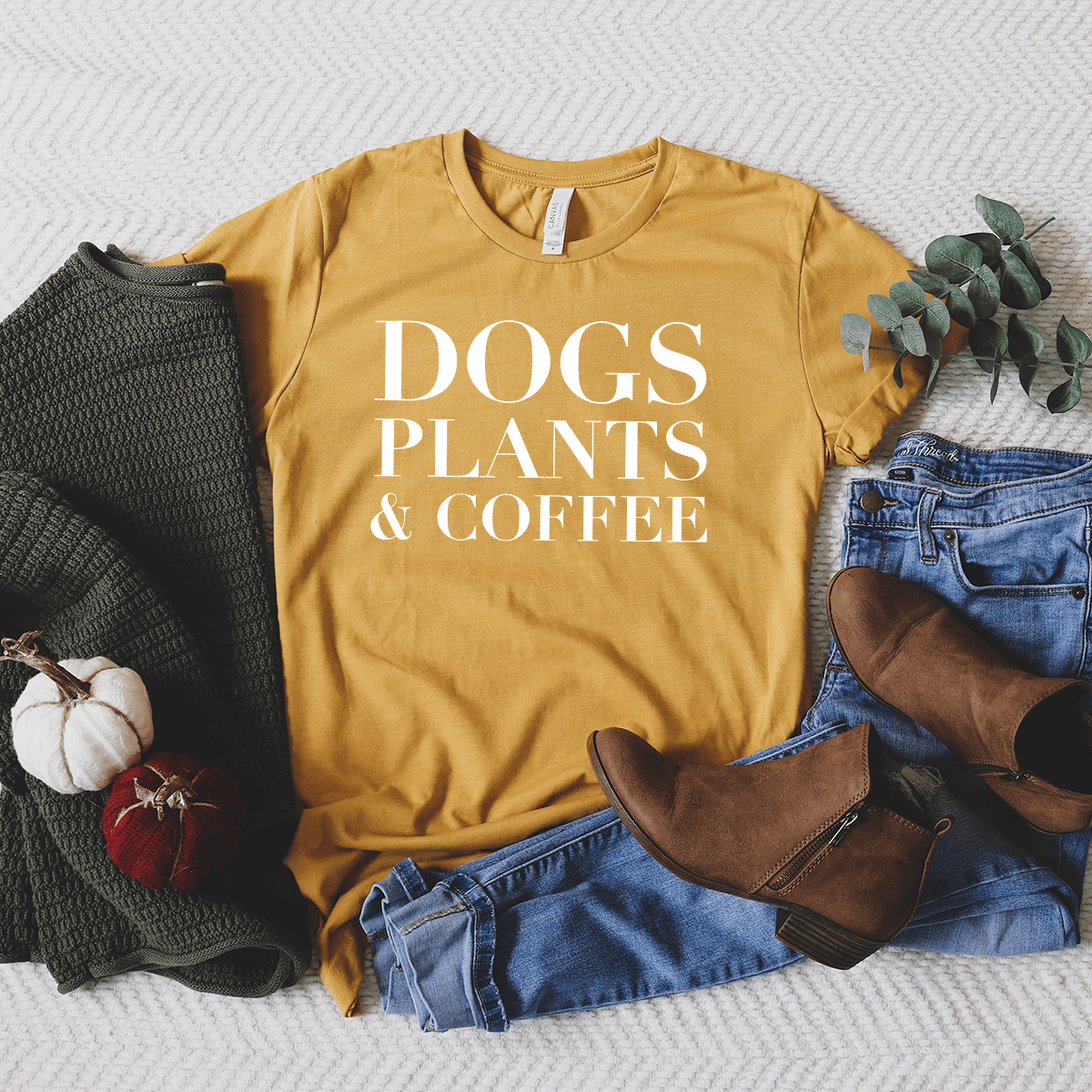 Dogs Plants & Coffee Unisex Tee