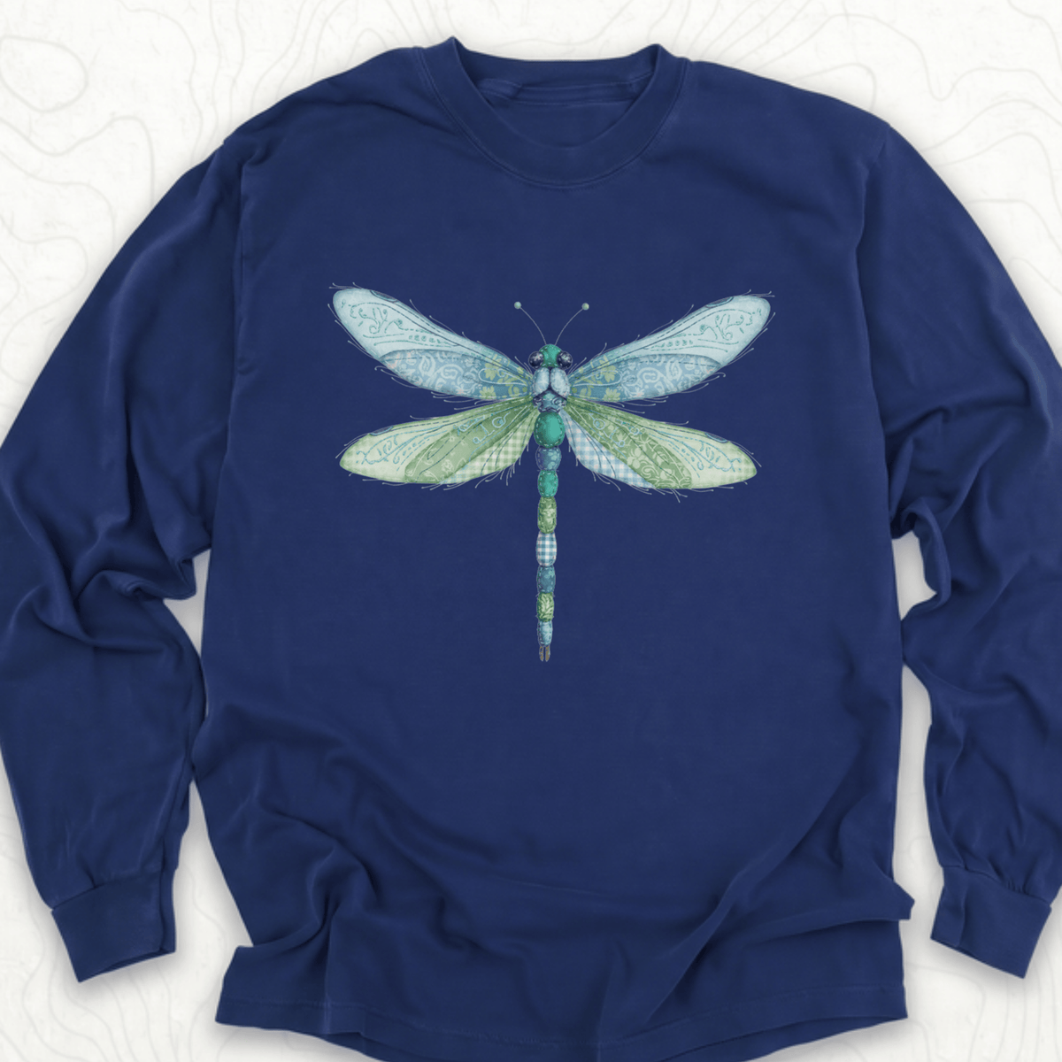 Faux Patchwork Dragonfly LS T-shirt