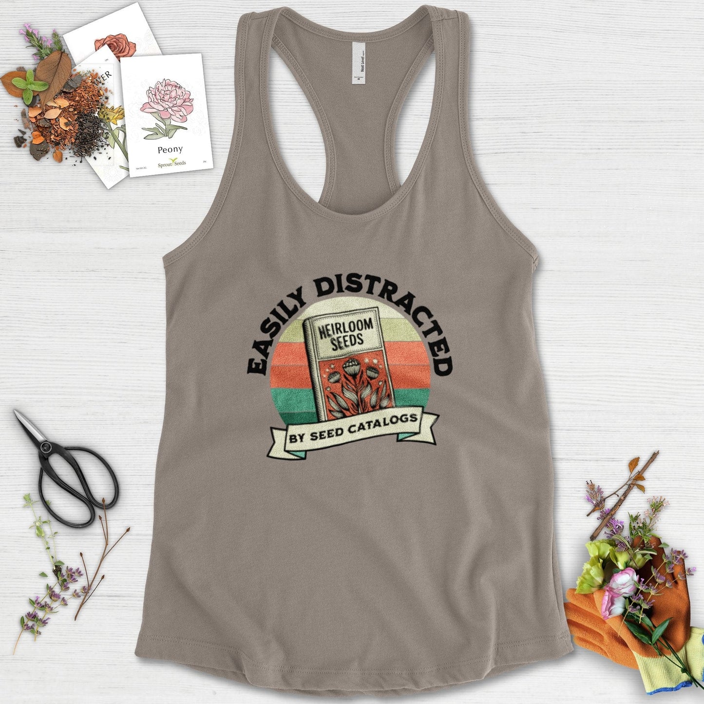 Easily Distracted By Seed Catalogs Racerback