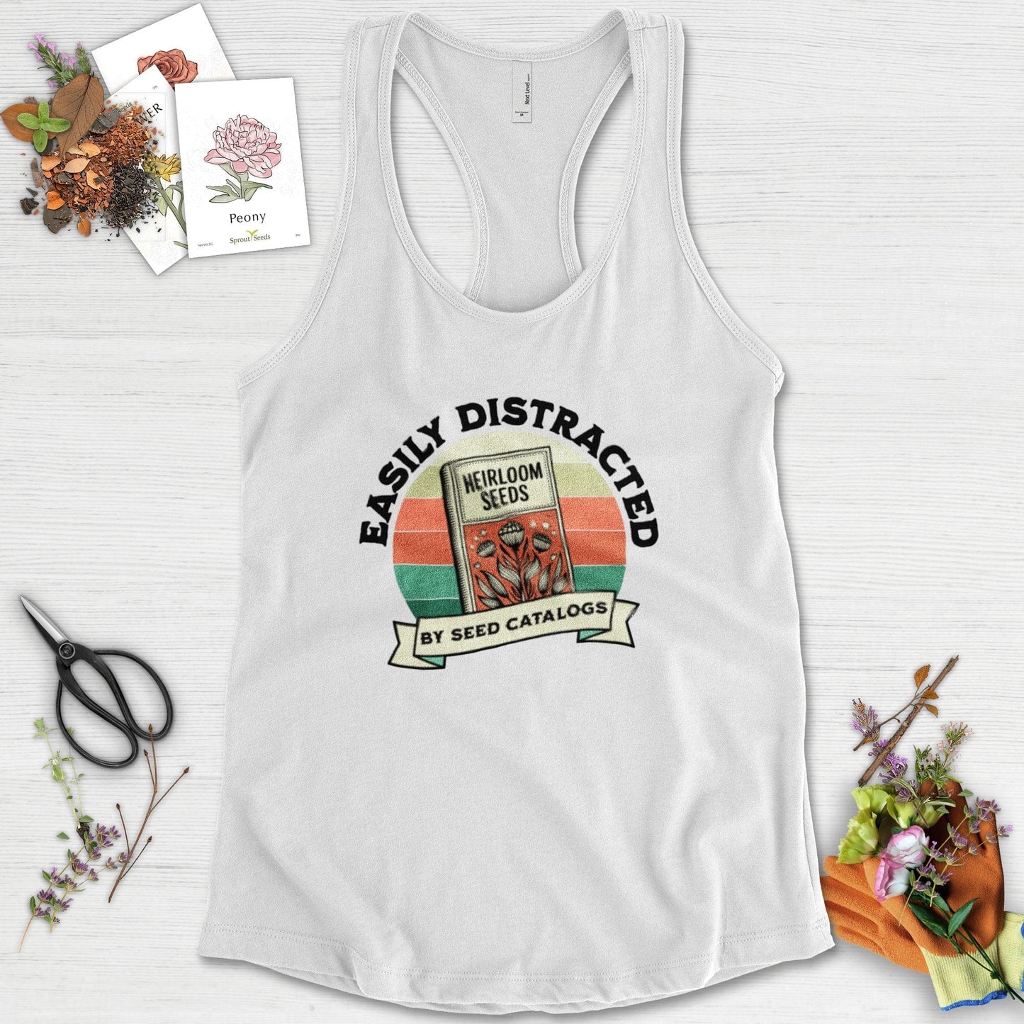 Easily Distracted By Seed Catalogs Racerback