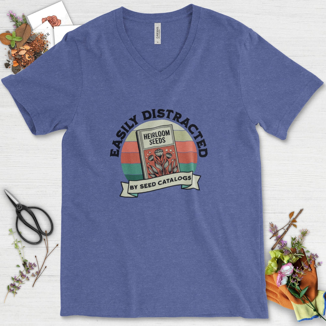 Easily Distracted By Seed Catalogs V-Neck