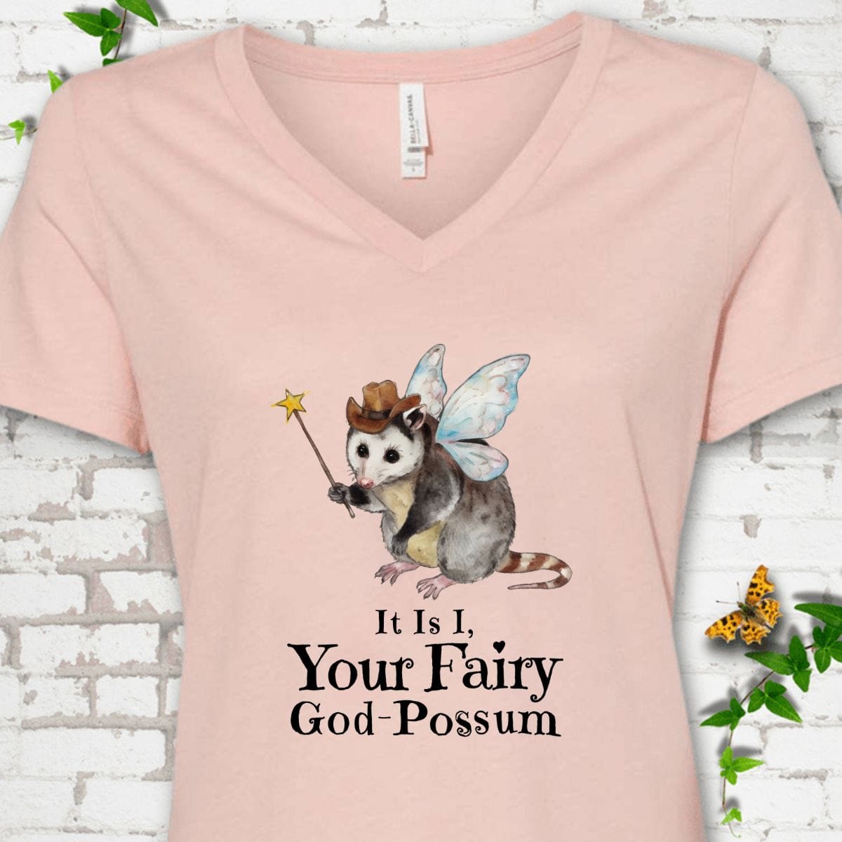 Fairy God Possum V-Neck T-Shirt