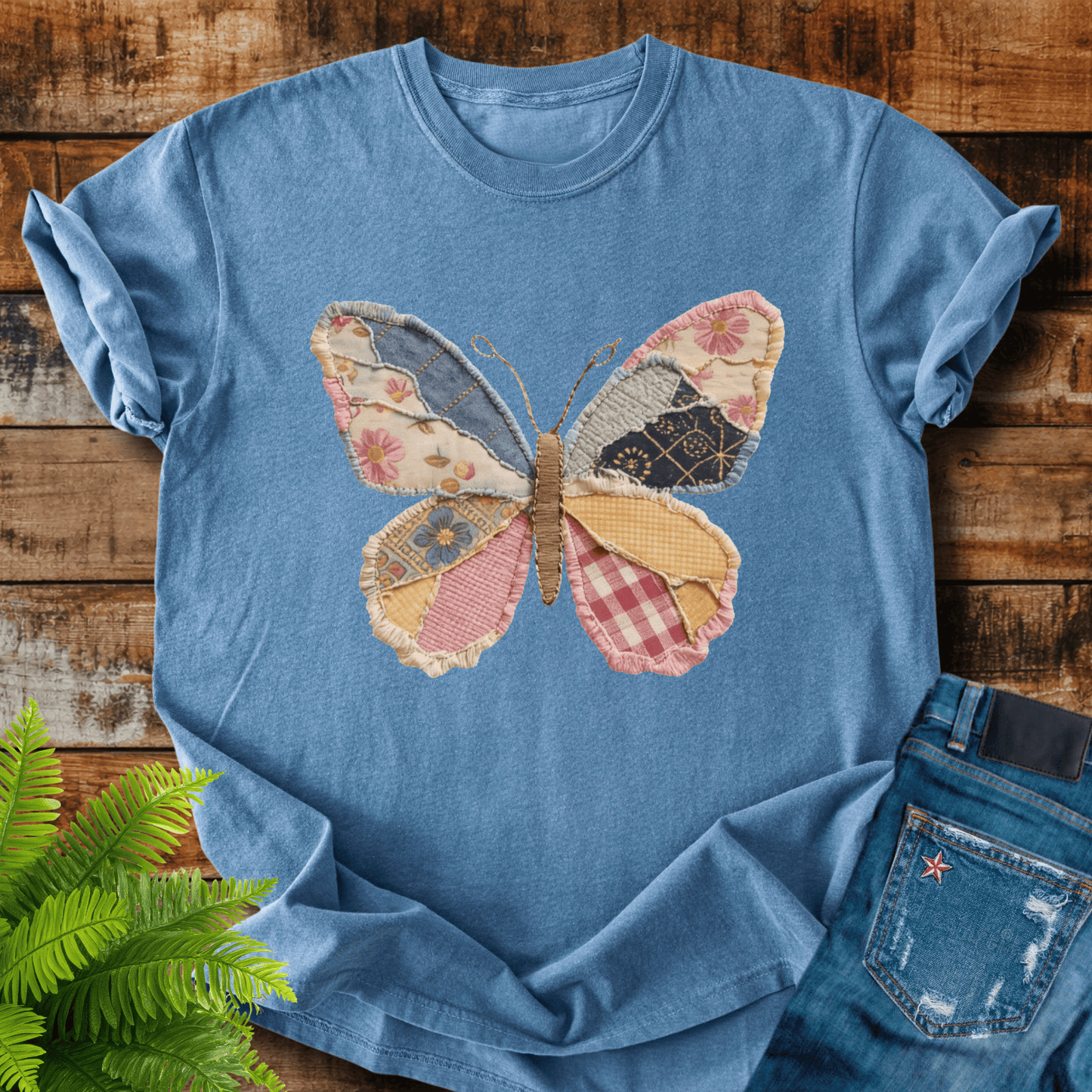 Faux Patchwork Butterfly T-shirt