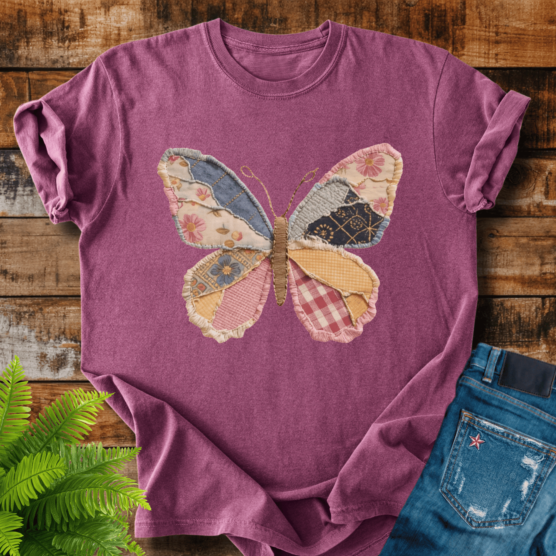 Faux Patchwork Butterfly T-shirt