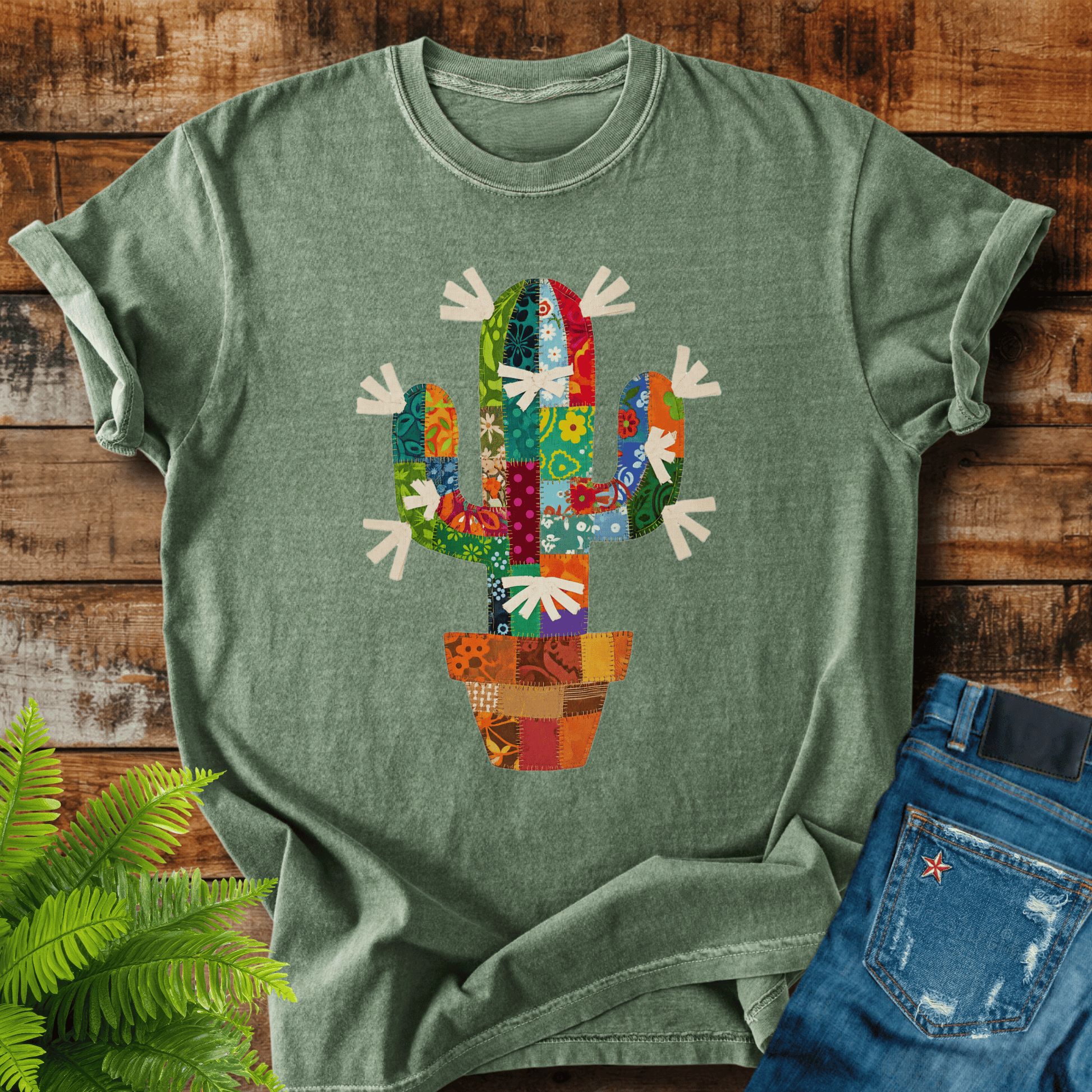 Faux Patchwork Cactus T-shirt