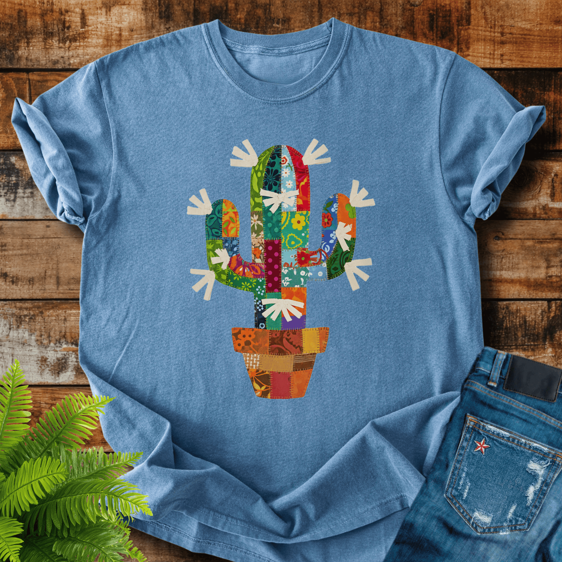 Faux Patchwork Cactus T-shirt